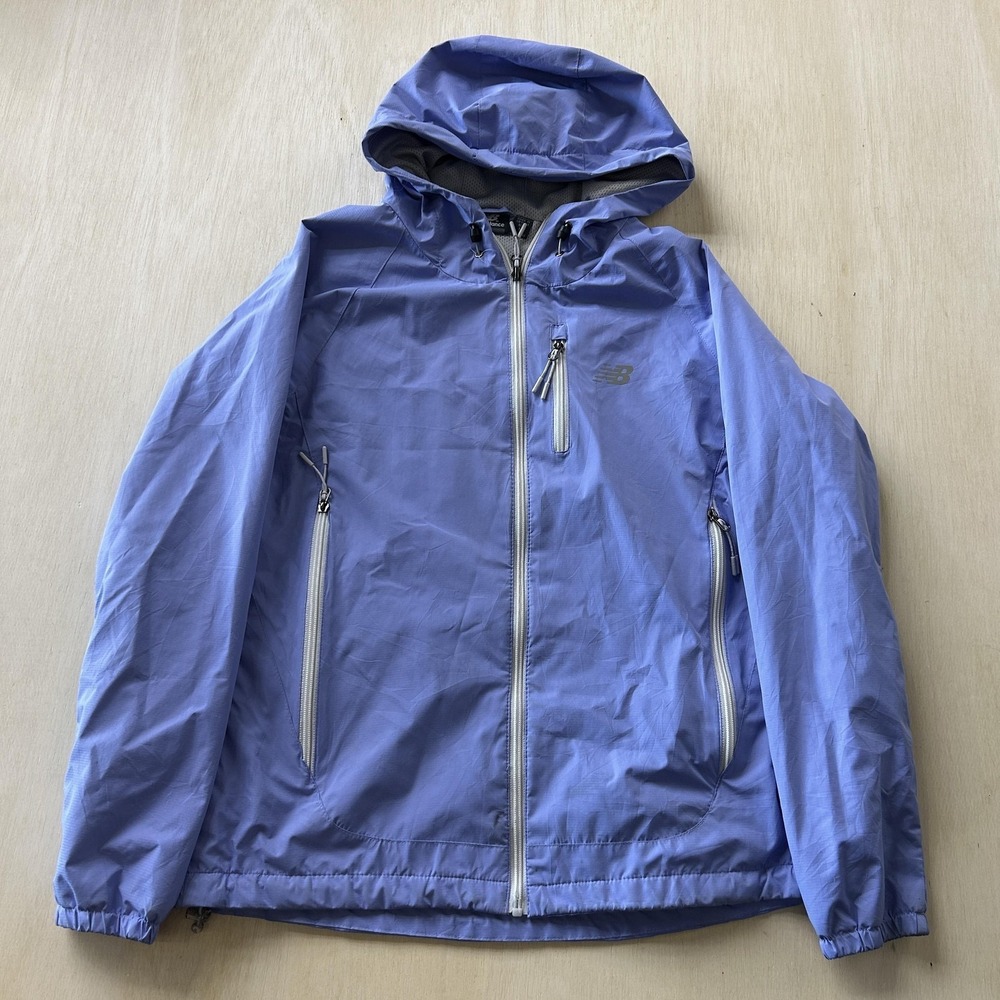 New Balance Jacket Womens Large Purple Hooded Full Zip Lightweight Windbreaker‎